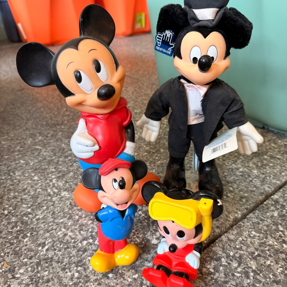 Vintage Mickey Mouse Figure Lot Applause Tuxedo Plush PVC Scuba Hoodie Figures